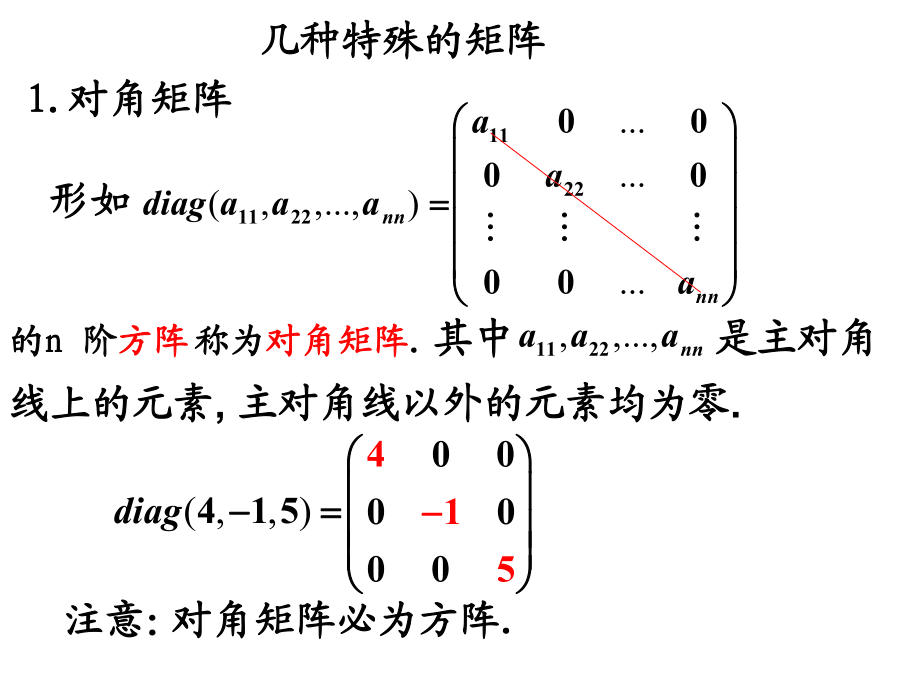 对角矩阵必为方阵 矩阵理论中的一个基石概念